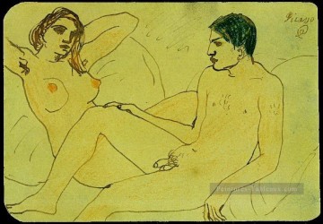 Autoportrait avec Nue 1902 sexe Pablo Picasso Peinture à l'huile